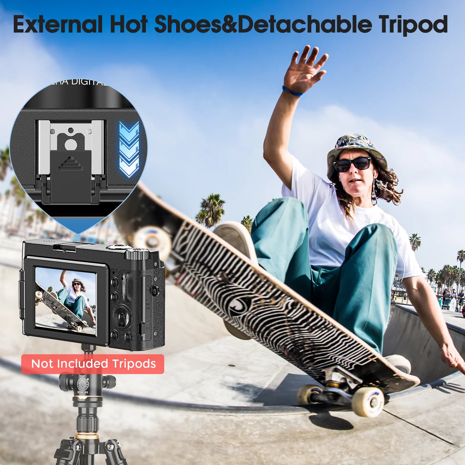 4K Digital Camera Photography Camera 48MP Autofocu Webcam Vlog Video Recorder Compact Cameras 180-Degree Rotation Flip Screen by MVEnergo