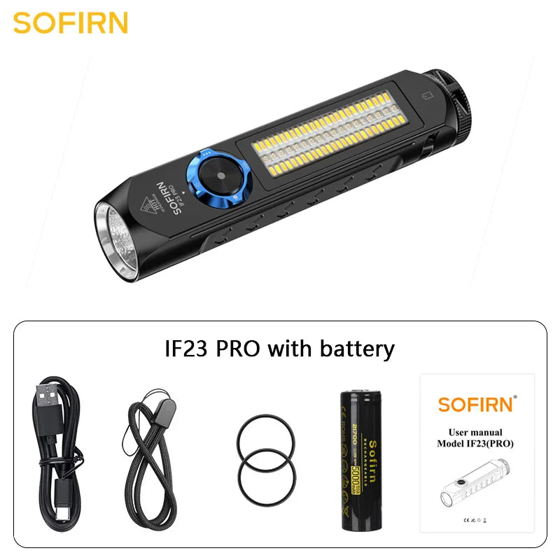 SOFIRN IF23 PRO 5000lm Flashlight XHP70B Led Rechargeable USB C Super Bright EDC Torch with RGB Magnet for Outdoor Emergency by MVEnergo
