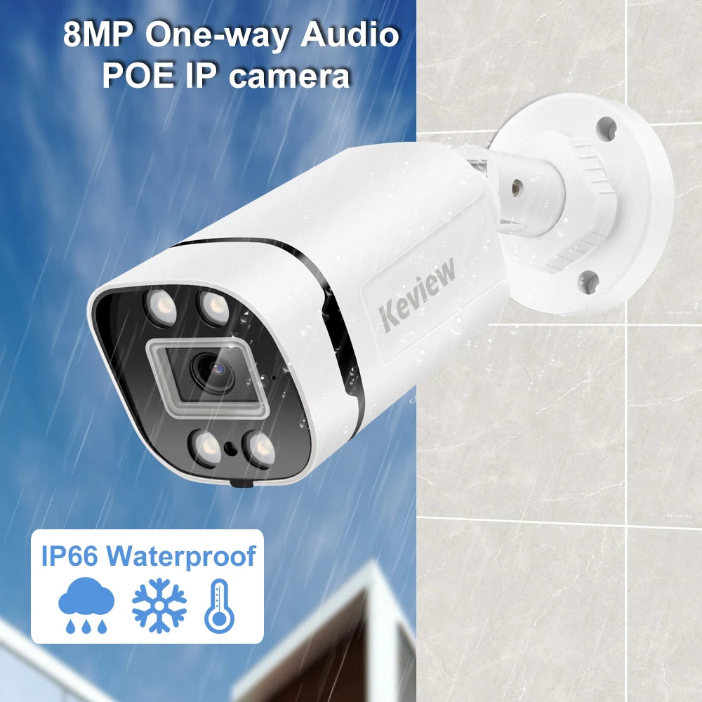 4K 8MP POE IP Camera Audio Outdoor POE/NOT POE H.265 Onvif Bullet CCTV Home 5MP Color Night Vision Security Camera by MVEnergo