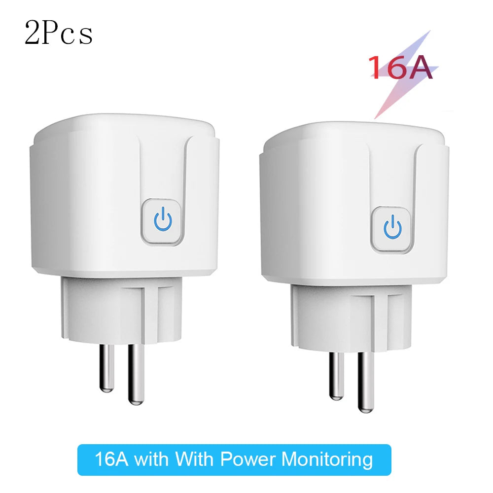 Tuya 16A,20A Smart Plug WiFi Socket EU Power Monitoring Timing Function Works with Alexa, Google Home, Alice, Smart Life Home by MVEnergo