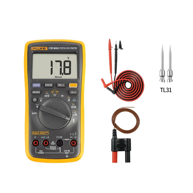 Fluke 15B MAX 17B MAX Series Digital Multimeter Audible/Visual Alarm AC/DC Voltage Current Capacitance Ohm Temperature Tester by MVEnergo