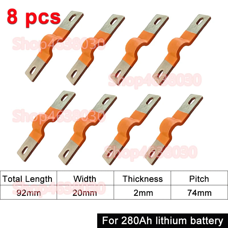 230Ah 280Ah 300Ah 12V Busbar Lifepo4 Battery Flexible Copper Connector 56mm 74mm for Lifepo4 Battery Use 1/2/3/4/8pcs