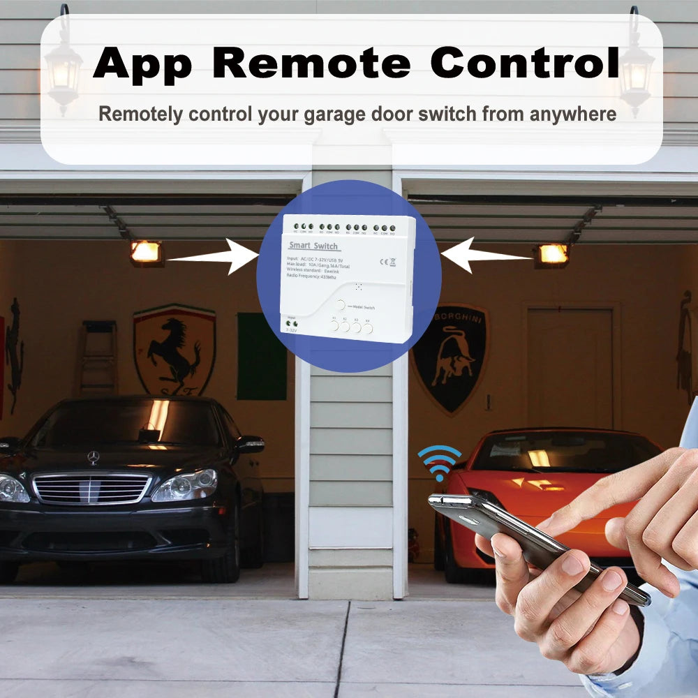 eWeLink Smart Remote Control Wifi Switch Module 4CH DC 12V 24V 32V 110V 220V Inching Self-locking RF433 Receive 4 Way Relay by MVEnergo