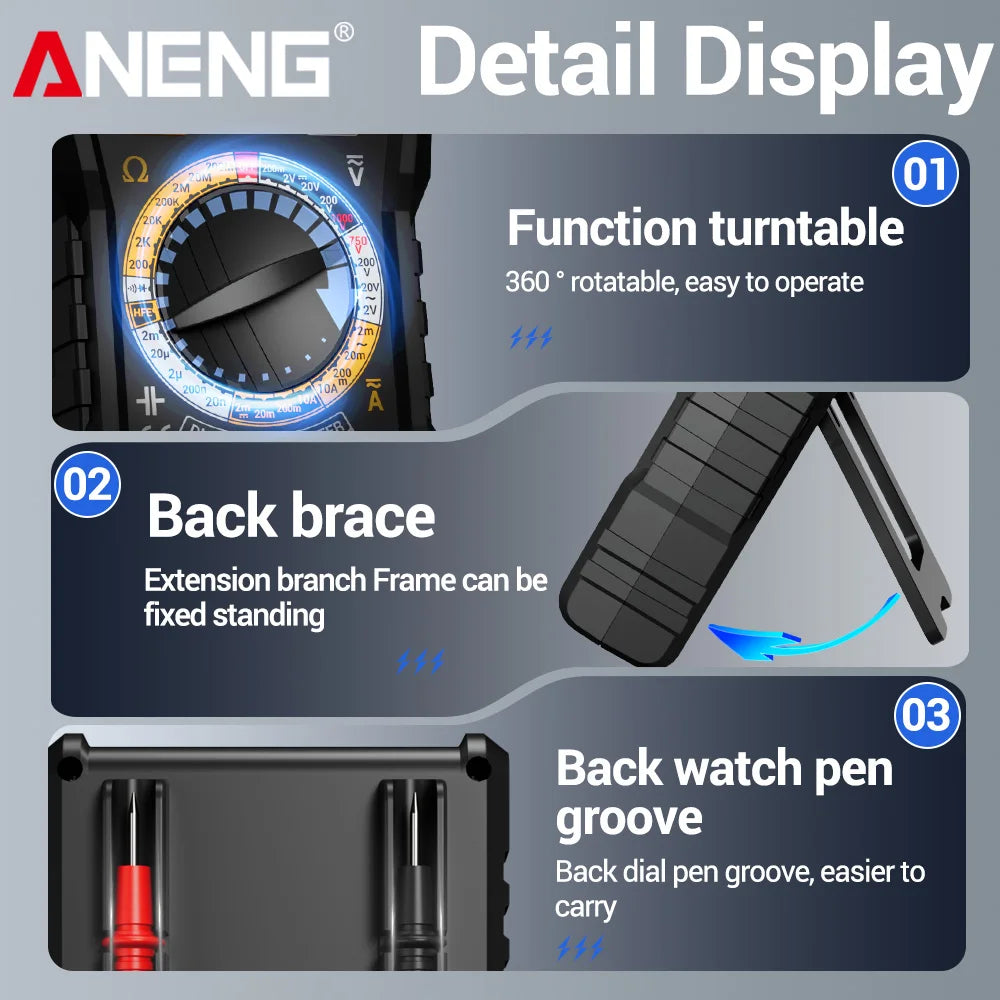 ANENG Intelligent Digital Multimeter Automotive Voltage Triode Tester SZ818+BT173 9V/12V Battery Digital Display Detector Tools by MVEnergo