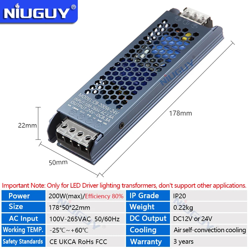 High Quality Ultra Thin LED Lighting Transformers DC 12V 24V Power Supply 60W 100W 150W 200W 300W 400W 500W LED Driver Converter