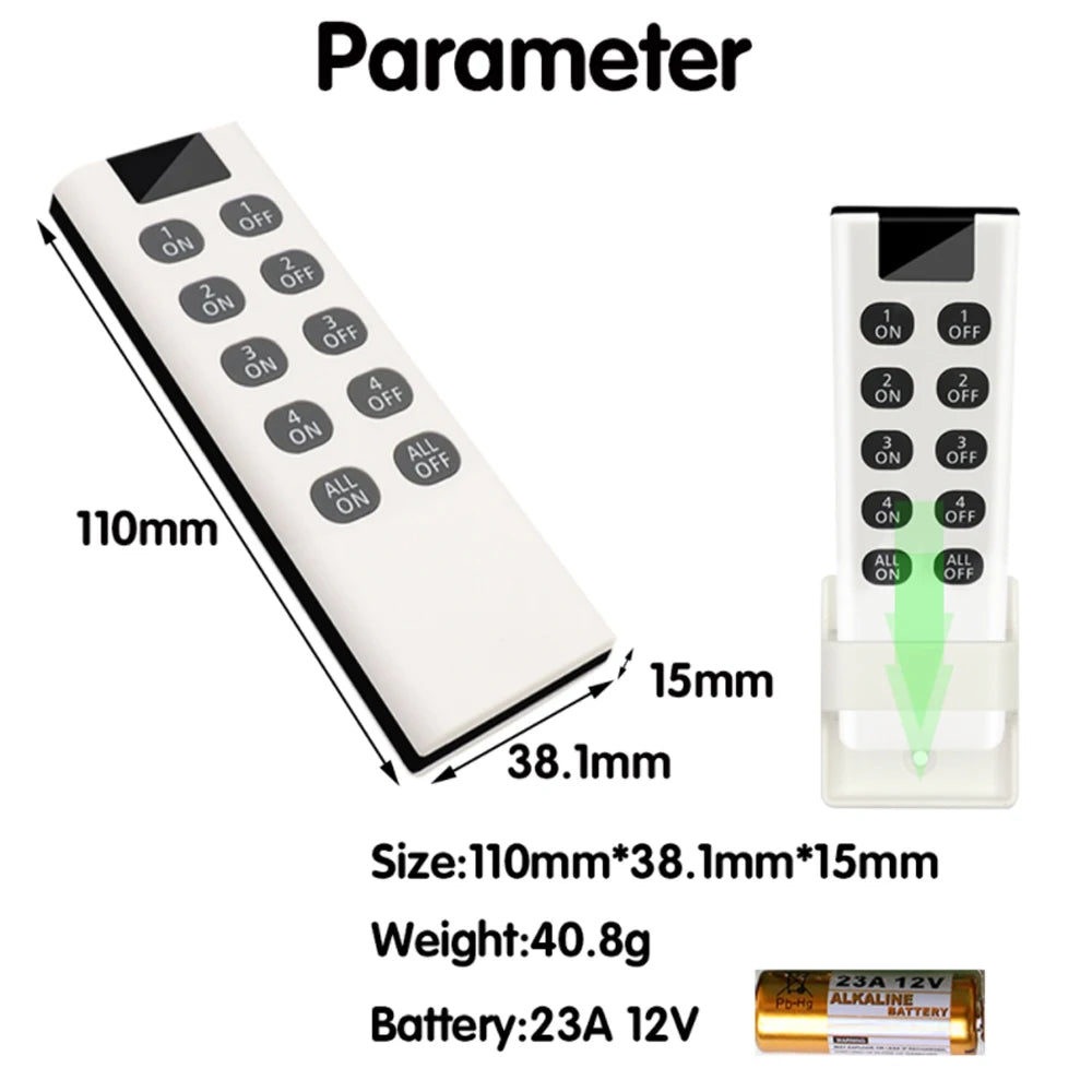 Wireless Light Switches RF 433 Mhz Remote on Off Switch Controller Relay Ac220v 10A Smart Home Control Ceiling Lamp LED Fan by MVEnergo
