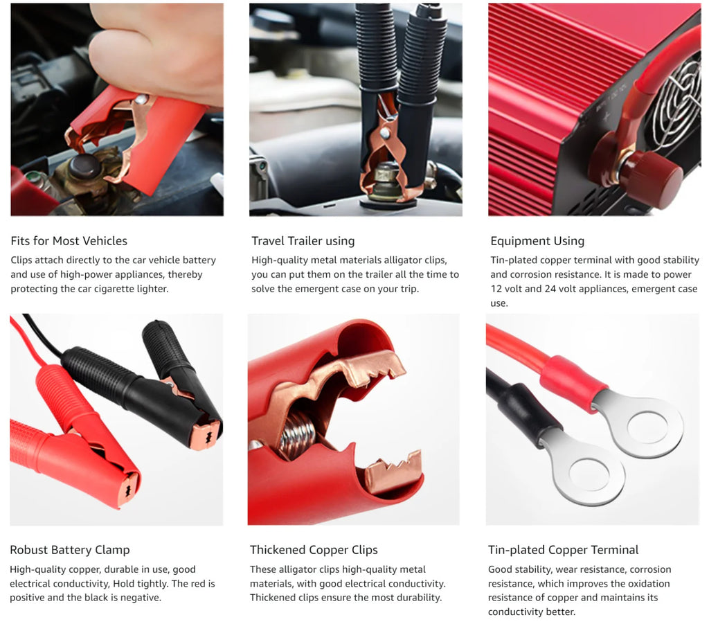 30A Fuse Battery Alligator Clip For Car Extension Cord Quick-Release Adapter Disconnect For Car Motorcycle Battery Clamp Cable by MVEnergo