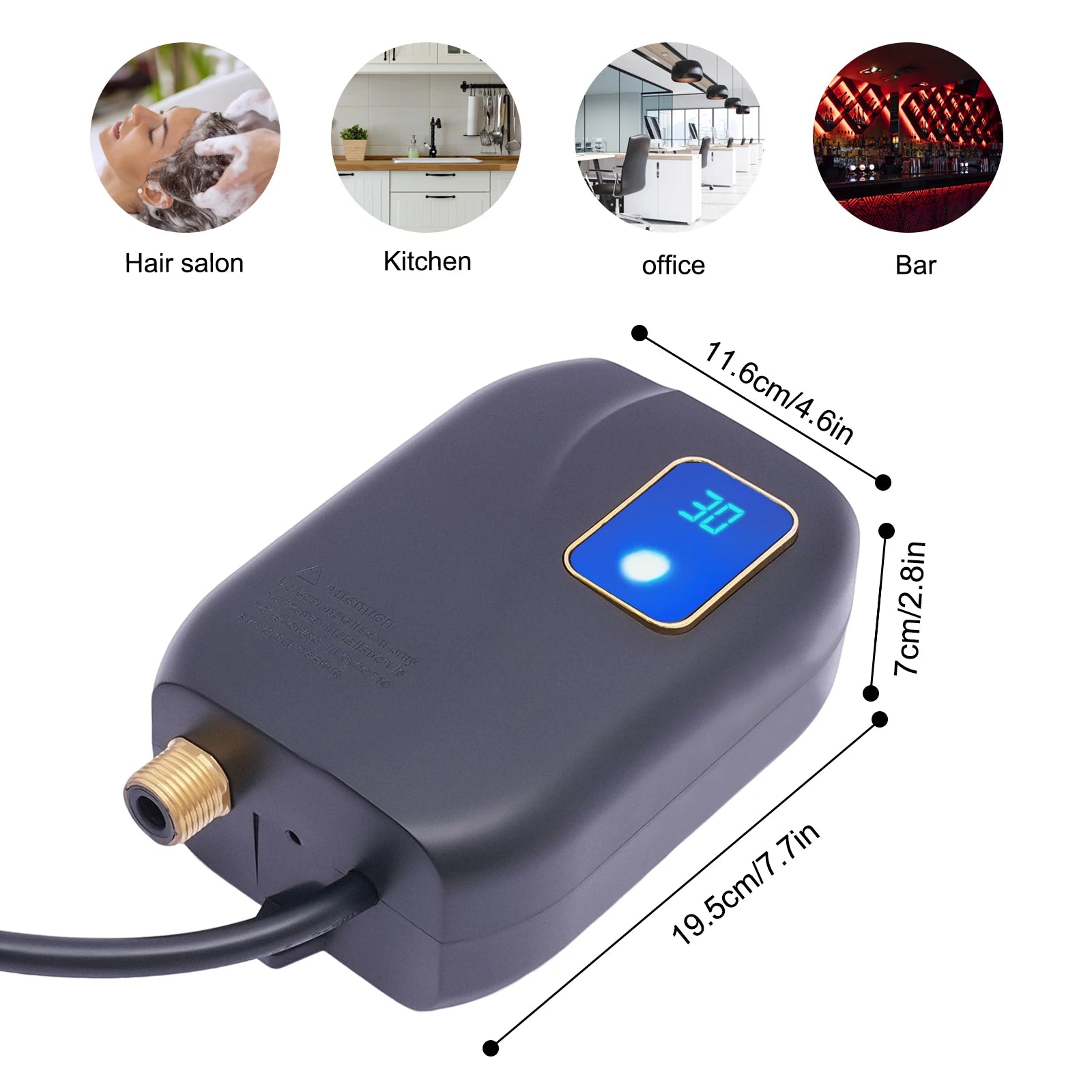 3000W Instant Kitchen Electric Water Heater LED Display 20-50℃ Temperature Adjustable Leakage Dry-heating Protection by MVEnergo