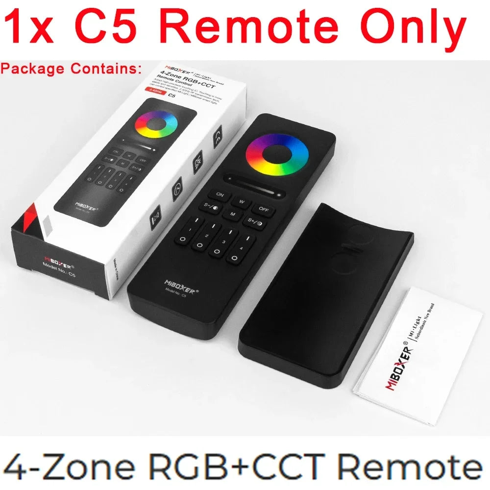 MiBoxer 2.4G Wireless RGBCCT LED Panel Remote FUT100 FUT092 FUT092B FUT088 FUT089 FUT089B FUT089S B3 T3 B4 T4 B0 B8 S2W+ C5 Y3