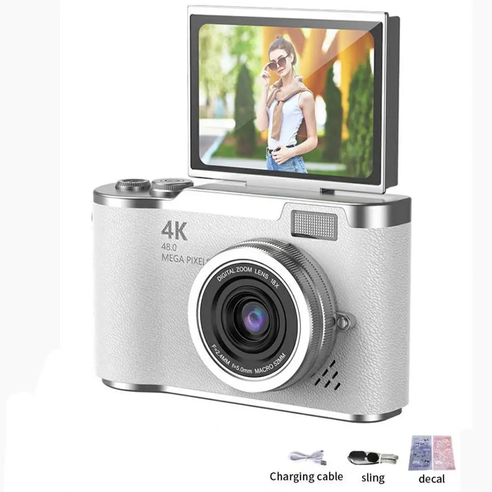 4K Digital Camera CCD 180° Flip Screen Selfie Camera 8X Digital Zoom 48MP Portable Digital Photography Camera with 32G Card by MVEnergo