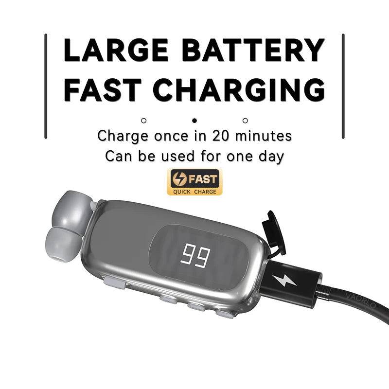 K75 Lavalier Business Bluetooth 5.4 Earphone Talk/Music 20H With Mic Noice Cancelling One-Click Photo LCD HIFI Wireless Headset by MVEnergo