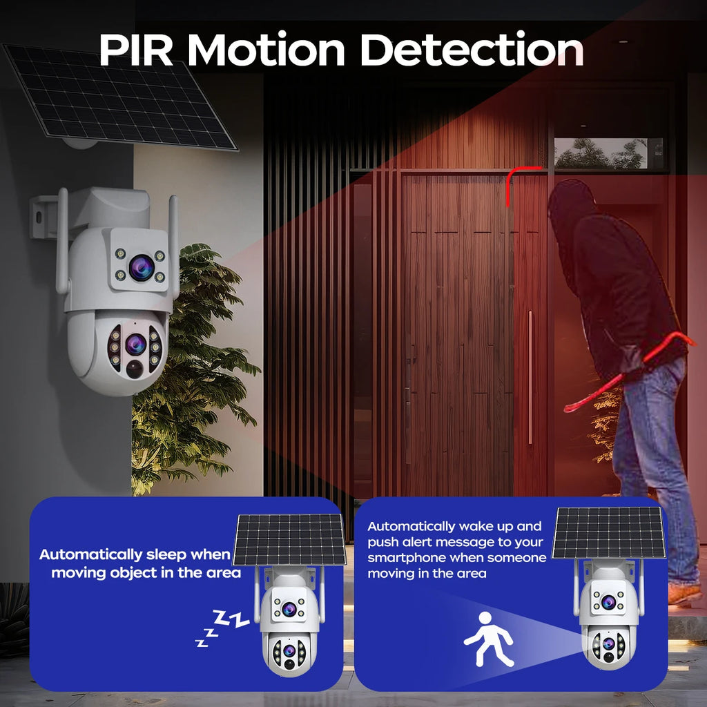 JOOAN 4K Solar Security Camera Wireless Outdoor Dual Lens Solar IP Camera PIR Human Detection Night Vision Battery CCTV Camera by MVEnergo