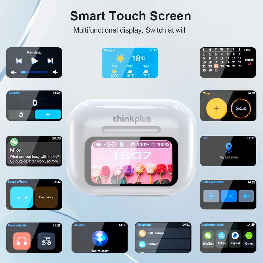 Original Thinkplus TWS Wireless Bluetooth Earphones Noise Canceling Headsets Full Color Touch Screen Headphones Hi-Fi Earbuds by MVEnergo