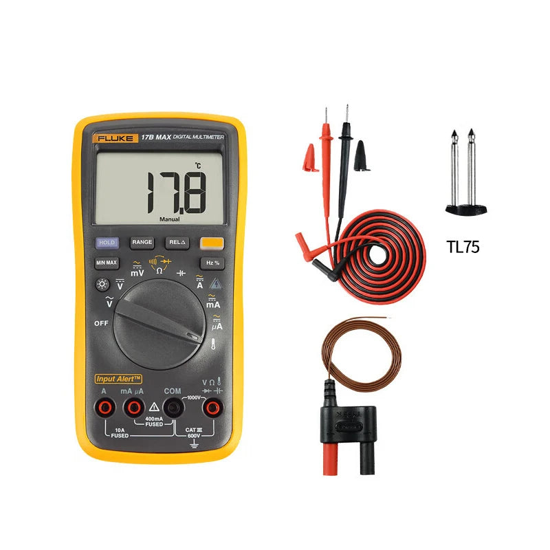 Fluke 15B MAX 17B MAX Series Digital Multimeter Audible/Visual Alarm AC/DC Voltage Current Capacitance Ohm Temperature Tester by MVEnergo