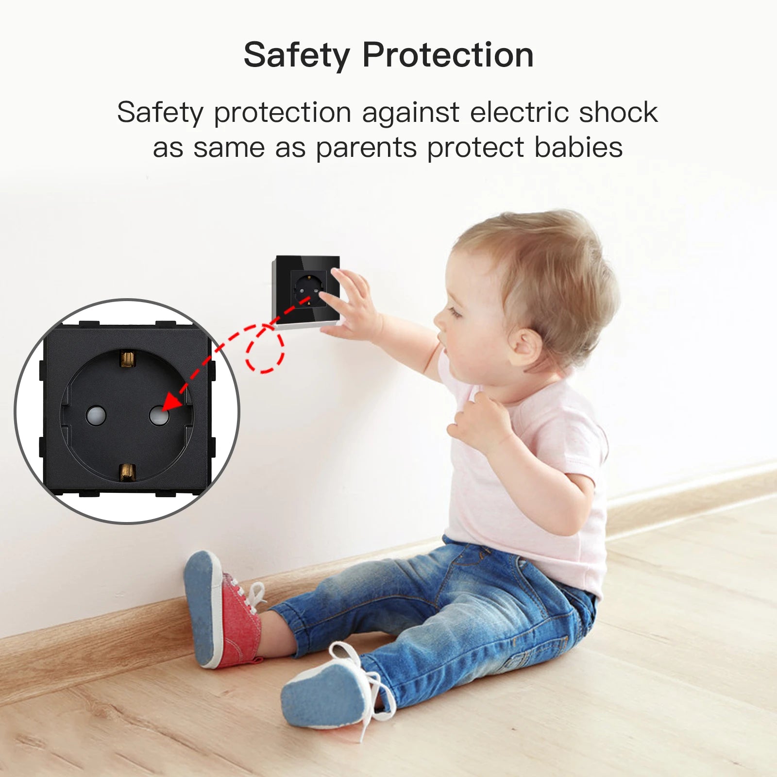 BSEED Single EU Glass Socket With USB Wall Sockets Double Electric Sockets Triple Power Outlets USB Type-C Ports Black 16A by MVEnergo