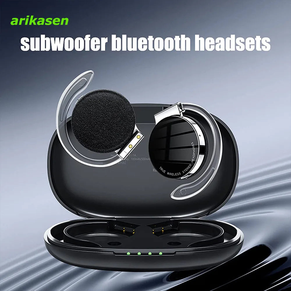 Open Ear Headphones TWS Wireless Bluetooth Earphones Noise Cancelling Microphones Headsets with Lights for Night Runnning Sport by MVEnergo