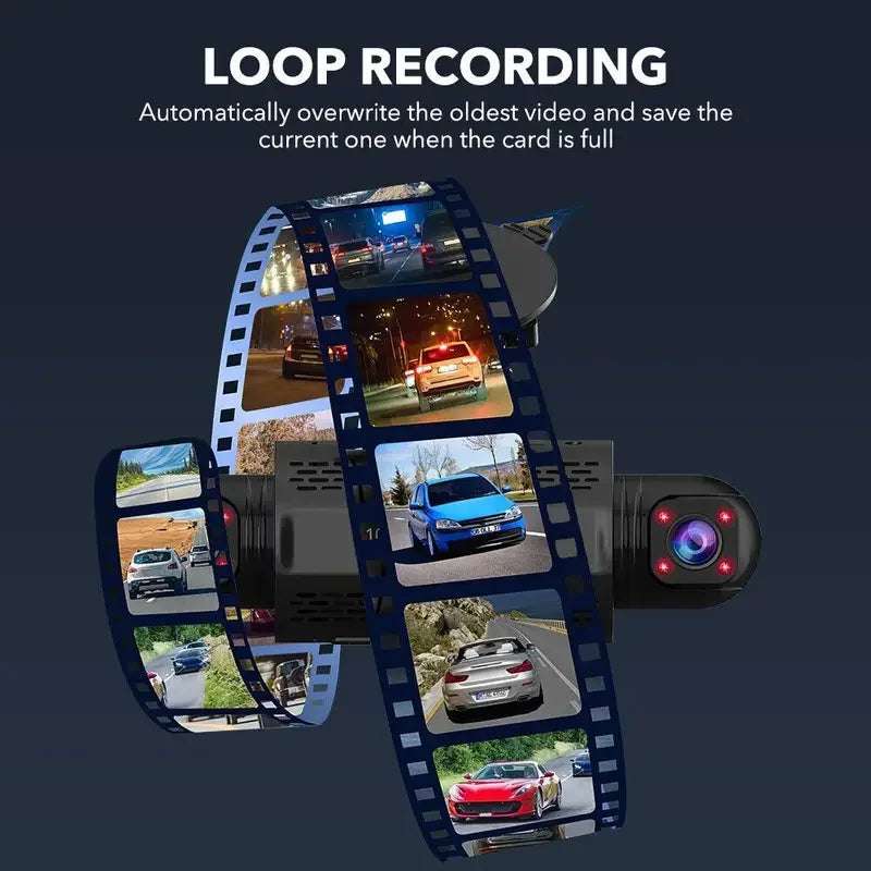 Car Dash Cam 4 Channel Black Box Driving Camera FHD 1080P Front Left Right Rear Night Vision Loop Recording add Hardwire kit by MVEnergo