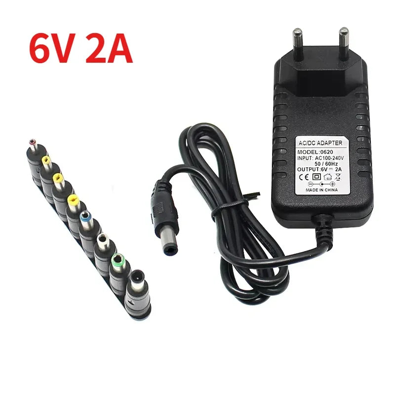 DC 5V 6V 9V 12V 2A Power Supply Adapter Charger AC 110V 220V AC DC Power Adapters DC Plug Converter EU US with 8pcs Connect Plug by MVEnergo