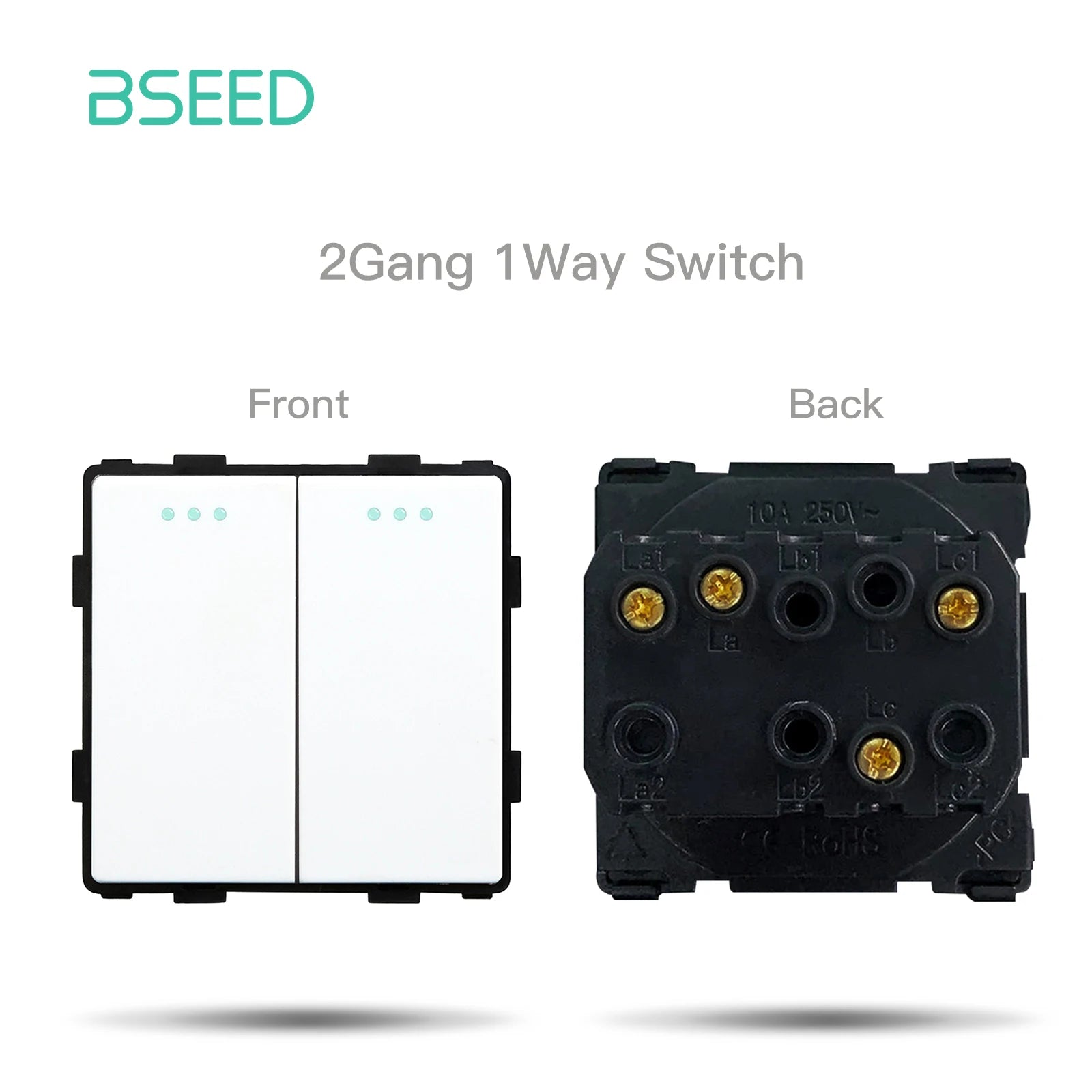 BSEED 1/2/3Gang 1/2Way Wall Button Switch Wall Power Socket Electrical Outlets Part Glass Frame DIY Module Part Free Combination by MVEnergo