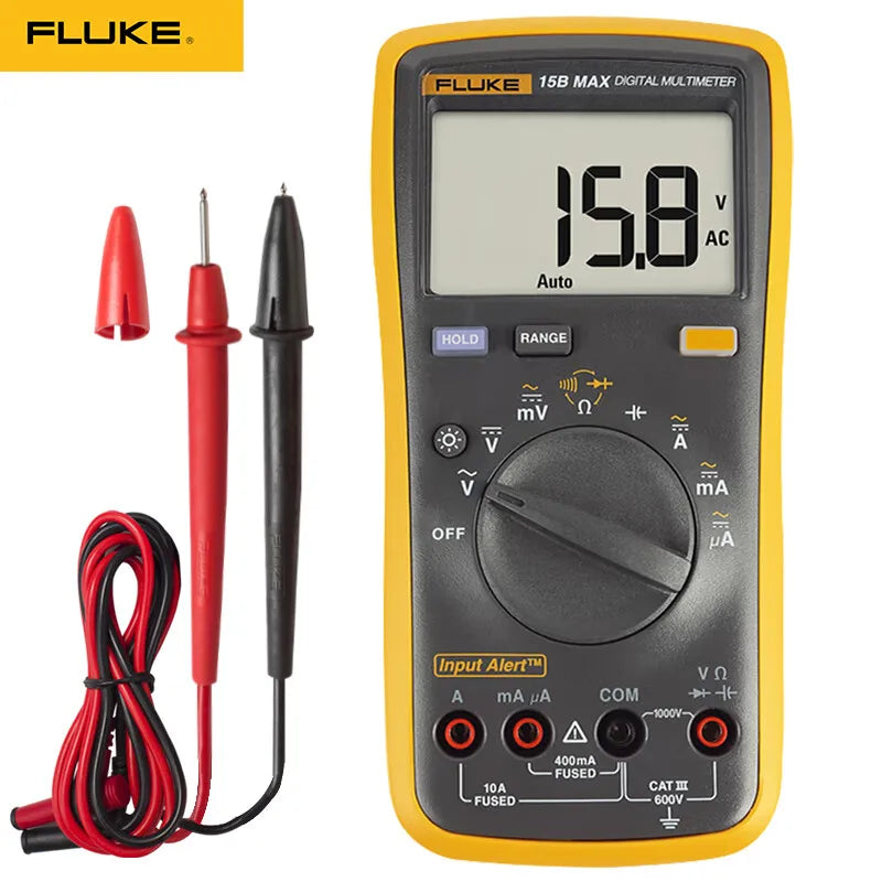 Fluke 15B MAX 17B MAX Series Digital Multimeter Audible/Visual Alarm AC/DC Voltage Current Capacitance Ohm Temperature Tester by MVEnergo