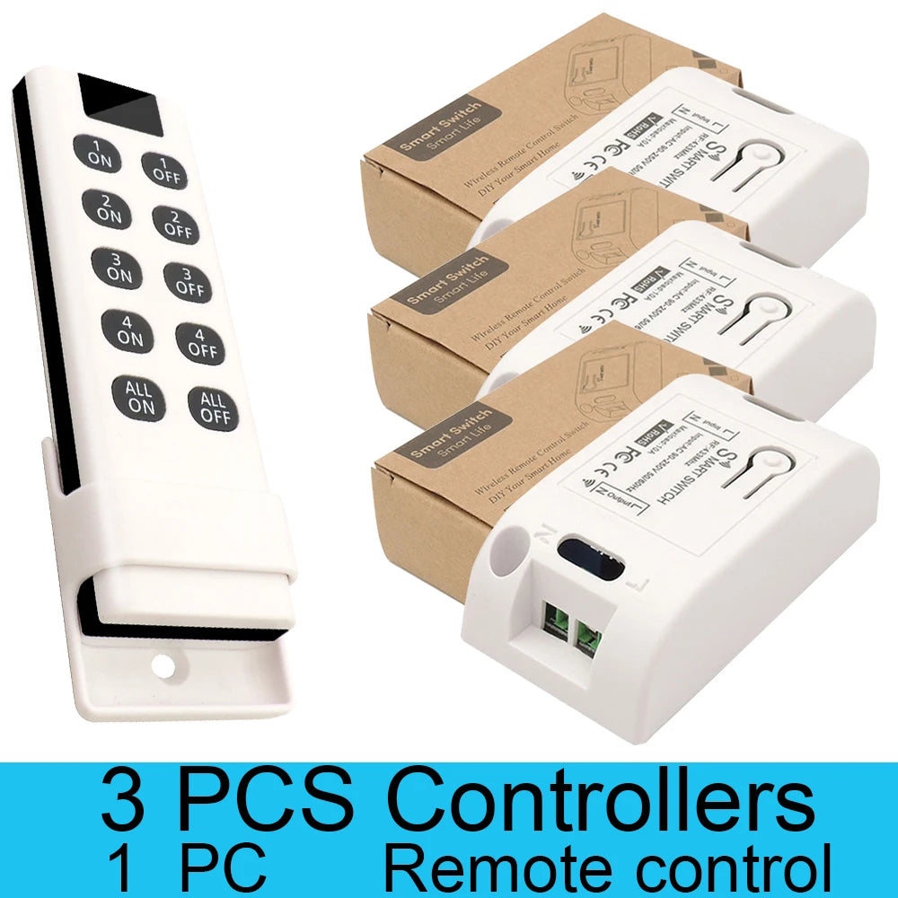 Wireless Light Switches RF 433 Mhz Remote on Off Switch Controller Relay Ac220v 10A Smart Home Control Ceiling Lamp LED Fan by MVEnergo