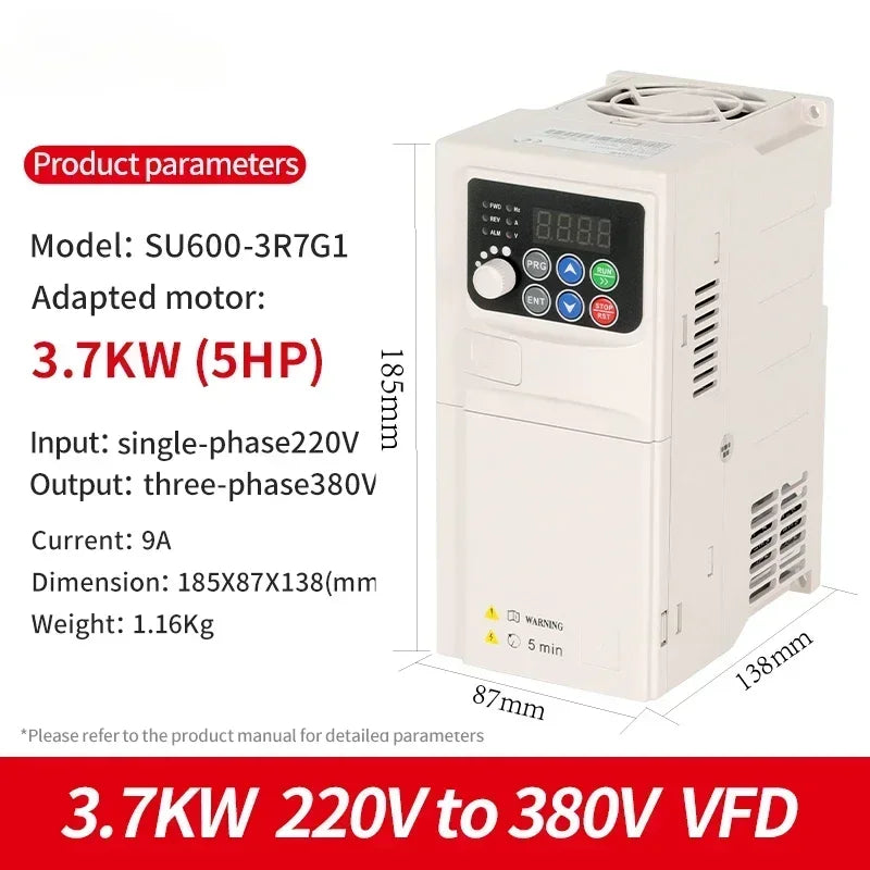 Input 220V to Output 380V VFD Variable Frequency Drive Converter Inverter 0.75/1.5/2.2/3.7/4/5.5 KW Motor Speed Controller by MVEnergo