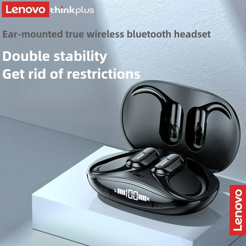 Lenovo XT80 Wireless Headphones Bluetooth 5.4 Earphones True with Mic Button Control Noise Reduction Earhooks Waterproof Headset by MVEnergo