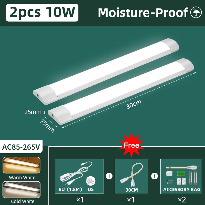 Moisture-Proof Led Tube Light 50/30cm Kitchen Lights 20W 10W 6W Cabinet Lighting Kitchen Bathroom Bedroom Tube Fixture 220V 110V by MVEnergo