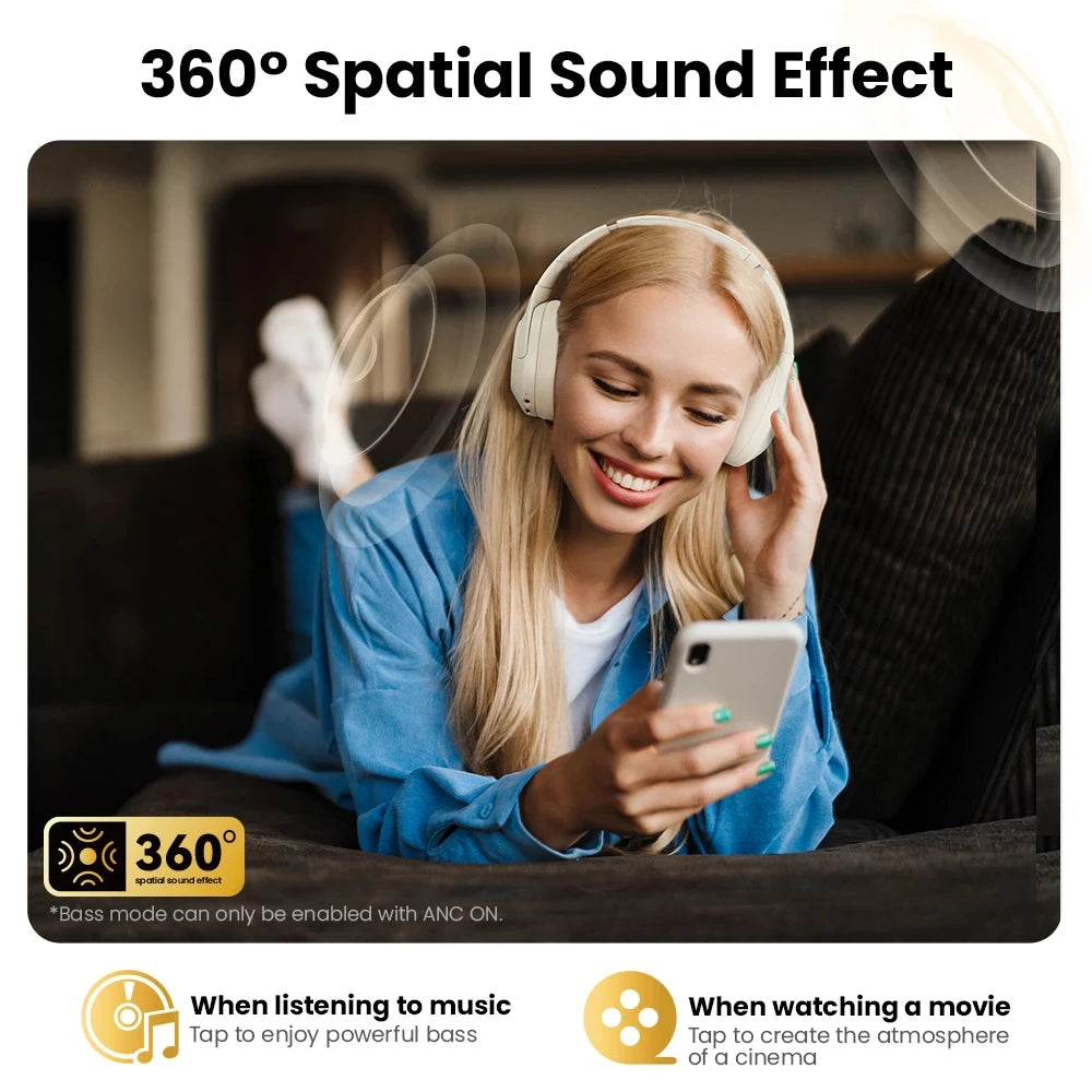 HAYLOU S30 Wireless Bluetooth 5.4 Headphones 43dB Adaptive Noise Cancelling Headsets 40mm Driver 80H Playtime Earphones by MVEnergo