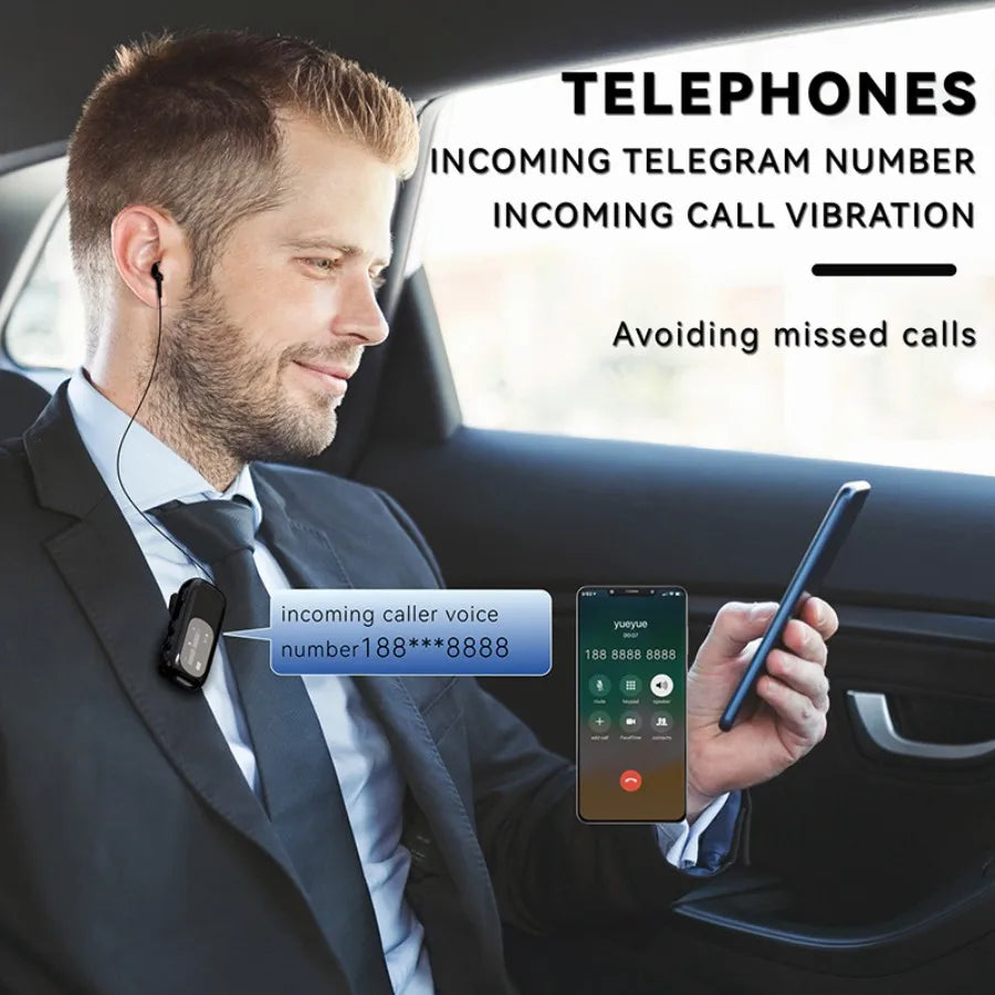 K75 Lavalier Business Headset Bluetooth 5.4 Bass Earphone HD Call Vibration Reminder+Voice Number Reporting Wireless Headphone by MVEnergo