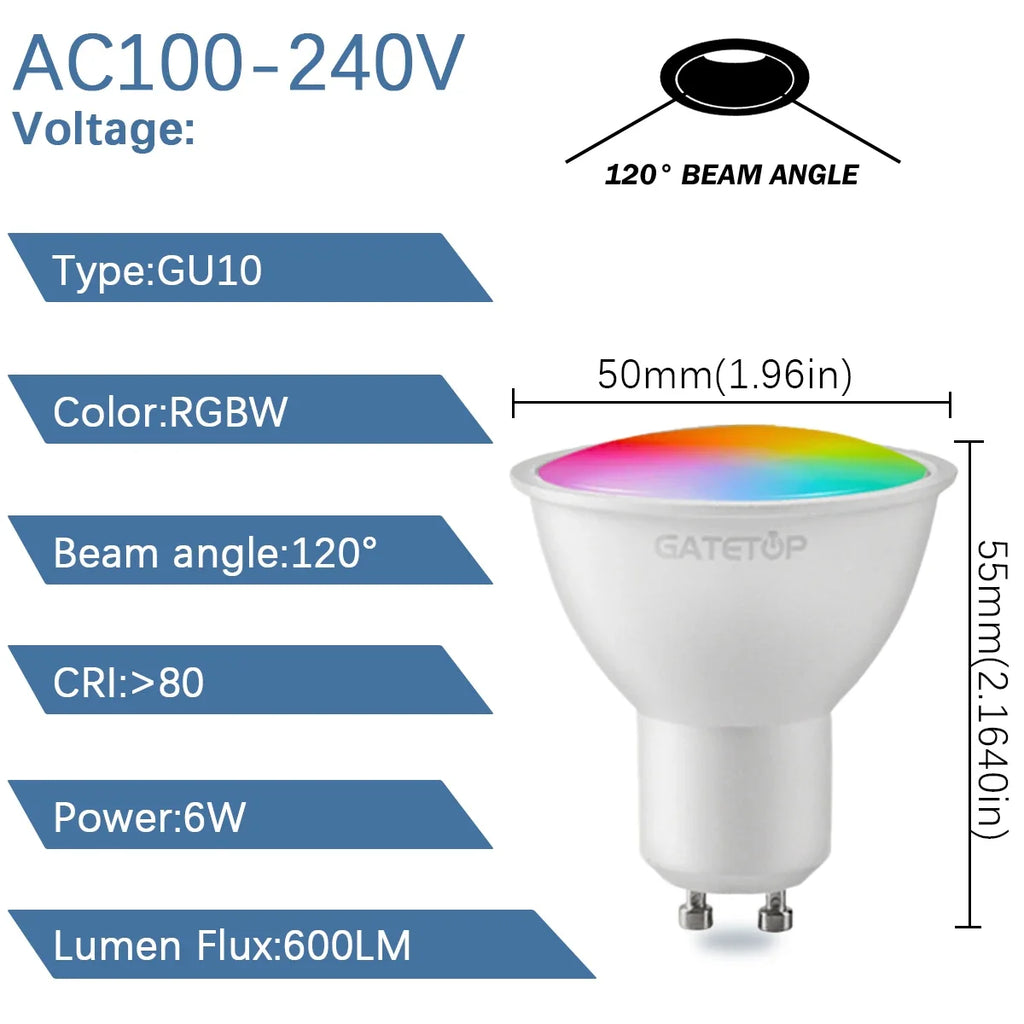 1-10PCS RGB GU10 LED Spotlight Bulb 24 Key Remote Control Dimmable 6W AC220V 110V Colorful Change for Bedroom Living Room Lamp by MVEnergo