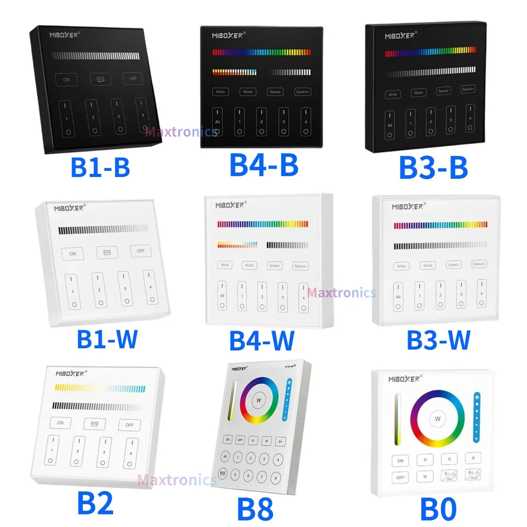 Miboxer B0 B1 B2 B3 B4 B8 2.4GHZ LED Touch Panel Remote 4-Zone/8-Zone Dimming Controller for Single Color/RGB+CCT/RGBW/ LED Lamp