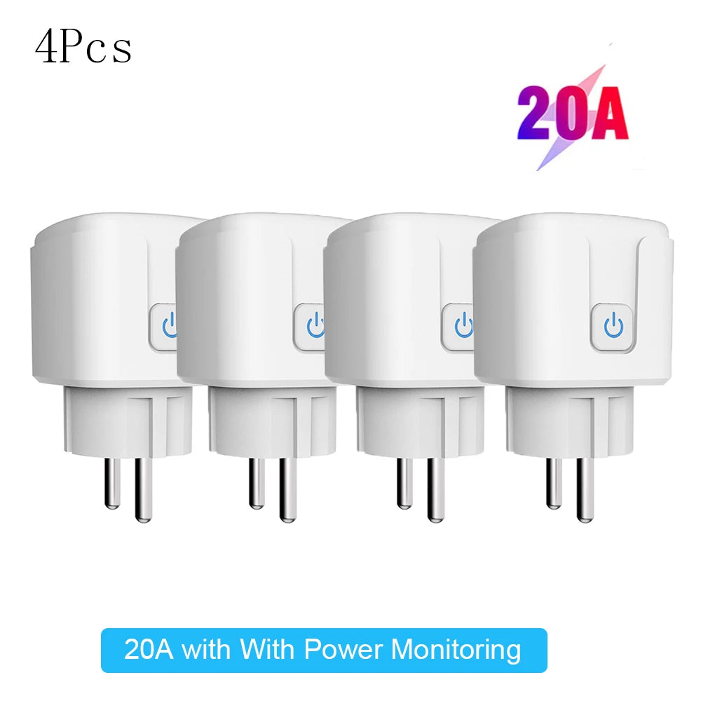 Tuya 16A,20A Smart Plug WiFi Socket EU Power Monitoring Timing Function Works with Alexa, Google Home, Alice, Smart Life Home by MVEnergo