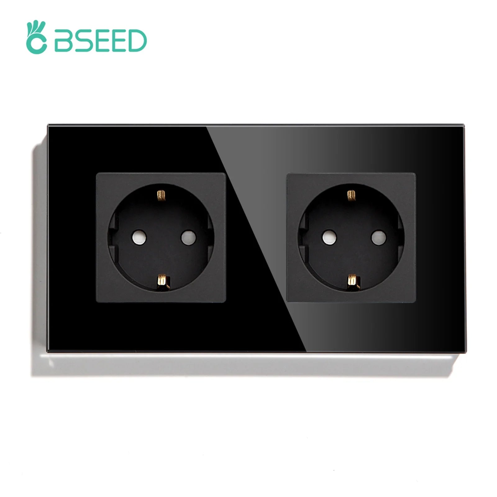 BSEED Single EU Glass Socket With USB Wall Sockets Double Electric Sockets Triple Power Outlets USB Type-C Ports Black 16A by MVEnergo