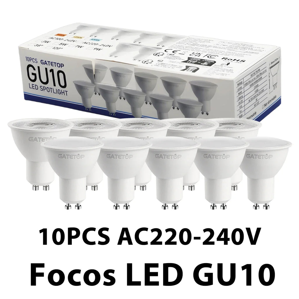 10 Pack Focos Gu10 SpotlightLampara 220V Lled Bulb Wholesale 9W White Warm 3000k 6000K suitable for Home Commercial Buildings by MVEnergo