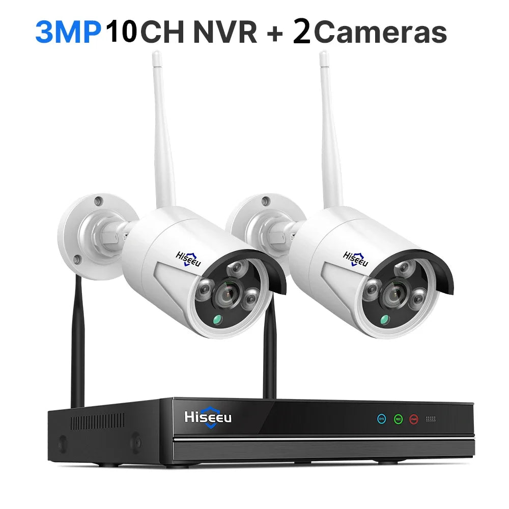 Hiseeu 3/5MP WiFi CCTV Camera Security System IR Night Vision Bullet Camera Set 10CH NVR Wireless CCTV Surveillance System by MVEnergo