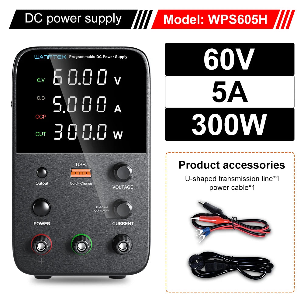 Wanptek Adjustable DC power supply 30V 10A 60V 5A Lab Bench Power Source Stabilized Power Supply Voltage Regulator Switch 120V3A by MVEnergo