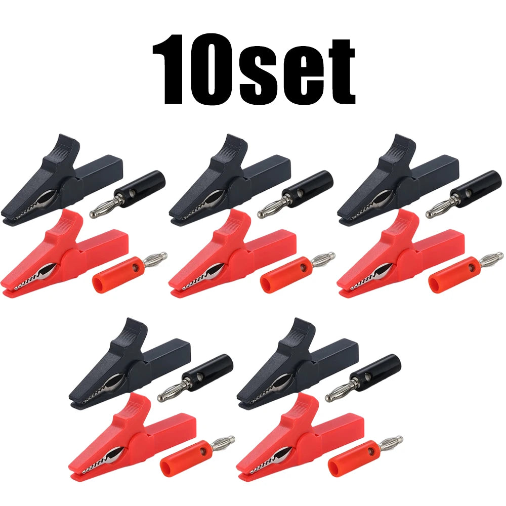 Alligator Clip with Banana Plugs Set No Welding Fully Insulated Safety Electrical Test Crocodile Clips Connector for Multimeter by MVEnergo