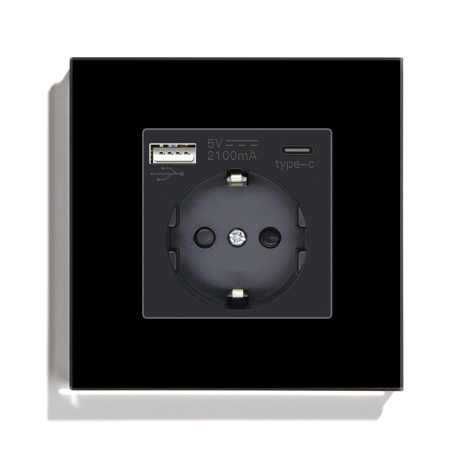 Bseed EU Russia Socket 16A Electric Wall Socket Tempered Glass Crystal Panel 2 Colors Electrical Outlet Home Improvement by MVEnergo