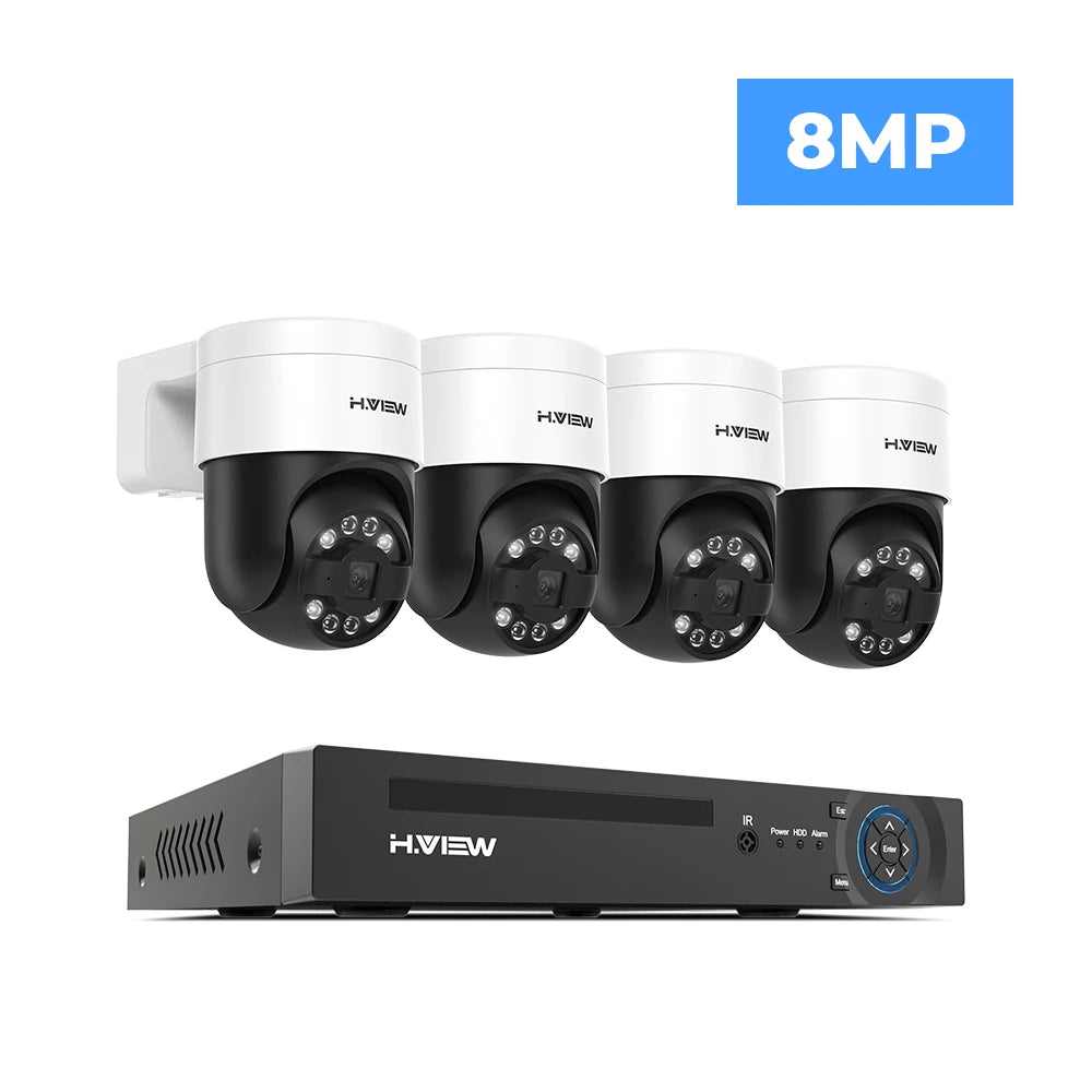 H.view 8Ch 4K 5MP 8MP Cctv Security Camera System Ptz Home Video Surveillance Kit Outdoor Ip Camera Humanoid Detection by MVEnergo