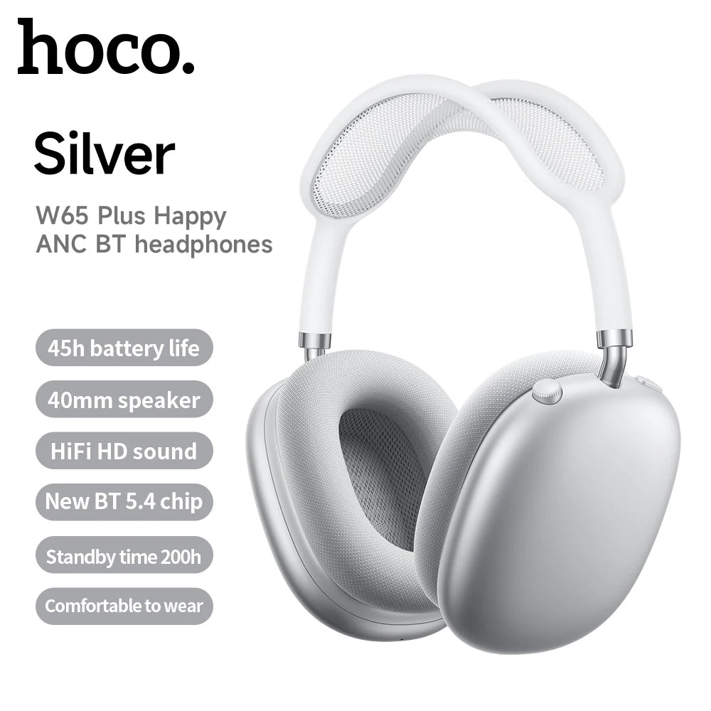 HOCO W65 Plus AirPods Max ANC Noise Reduction Bluetoothe Headphone Over Ear Big Earphones Hifi Headsets With Magnetic Earmuffs by MVEnergo