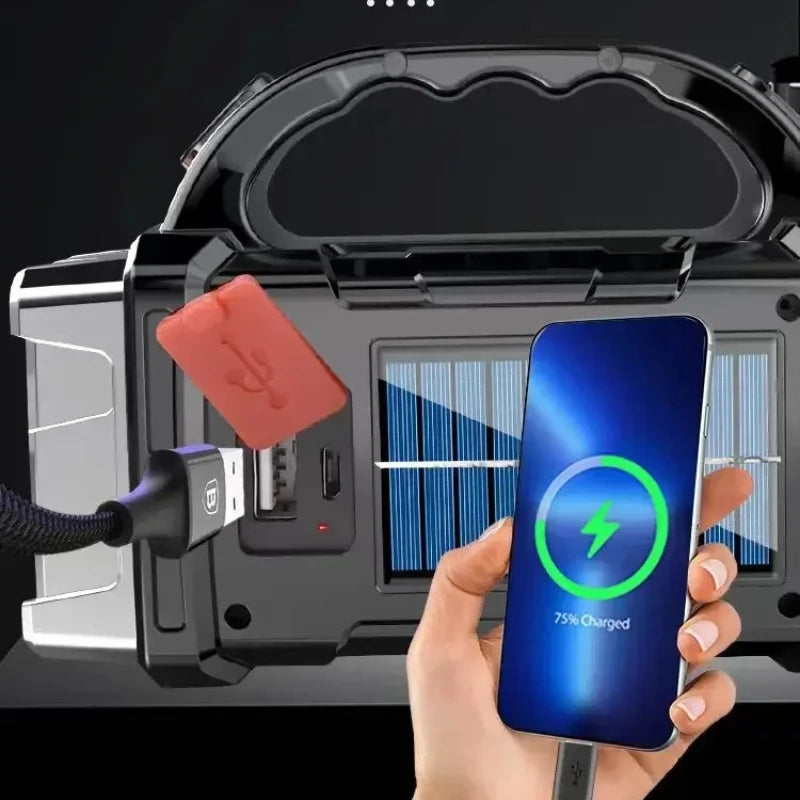 New Upgrade Rechargeable High Power Solar LED COB Flashlight With Power Bank Waterproof Multifunctional Hand Lamp For Outdoor by MVEnergo