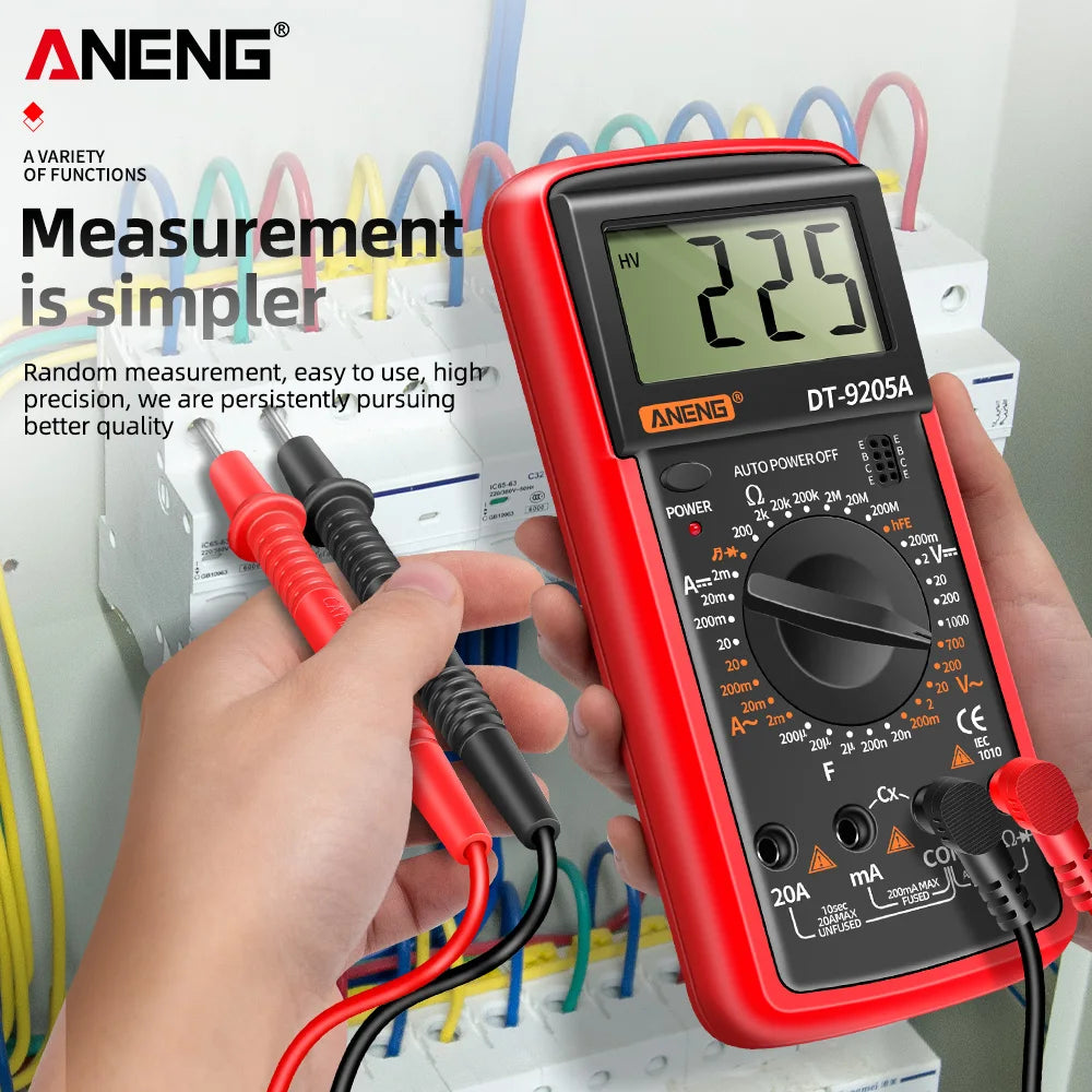 ANENG DT9205A Digital Profesional Multimeter AC/DC Voltage Current Test Capacitance NCV Resistance Ohm Electrical Test Meter Too by MVEnergo