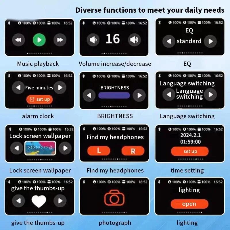 A10 Pro ANC Wireless Bluetooth 5.3 Earphones App Noise-canceling Call Headphones Waterproof Sports Gaming Touch Screen Headset by MVEnergo