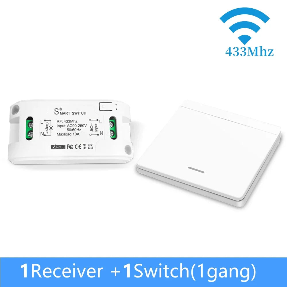 RF 433Mhz Wireless Remote Control Light Switch Push Button Wall Switch AC 110V 220V Relay Receiver Up To 100M Control for Lamp by MVEnergo