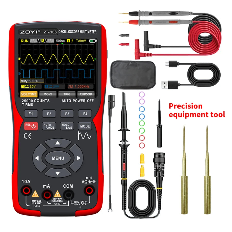 Digital Handheld 703S Oscilloscope Multimeter Waveform Signal Output 2 Channels 50MHZ Suitable for Automotive Electrical Repair by MVEnergo