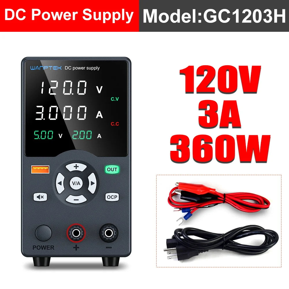 Wanptek Adjustable DC power supply 30V 10A 60V 5A Lab Bench Power Source Stabilized Power Supply Voltage Regulator Switch 120V3A by MVEnergo