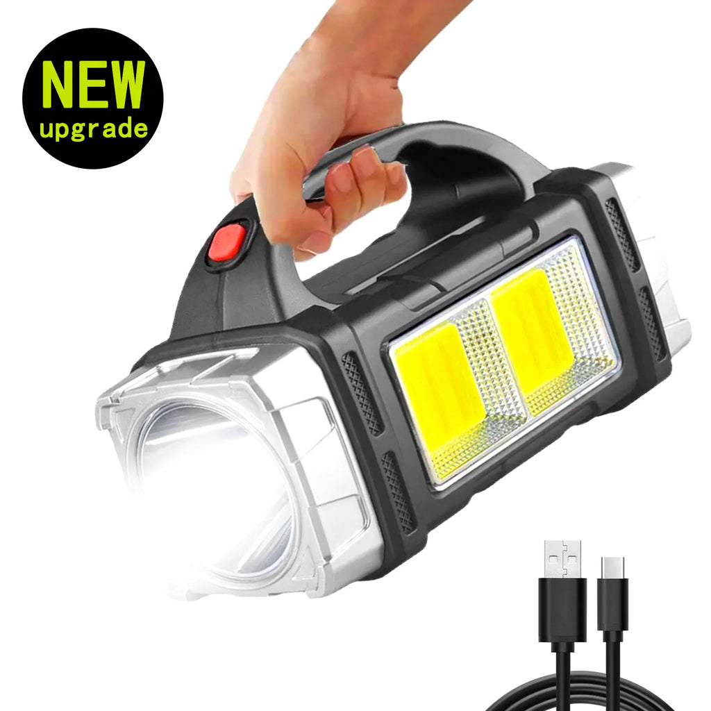 New Upgrade Rechargeable High Power Solar LED COB Flashlight With Power Bank Waterproof Multifunctional Hand Lamp For Outdoor by MVEnergo