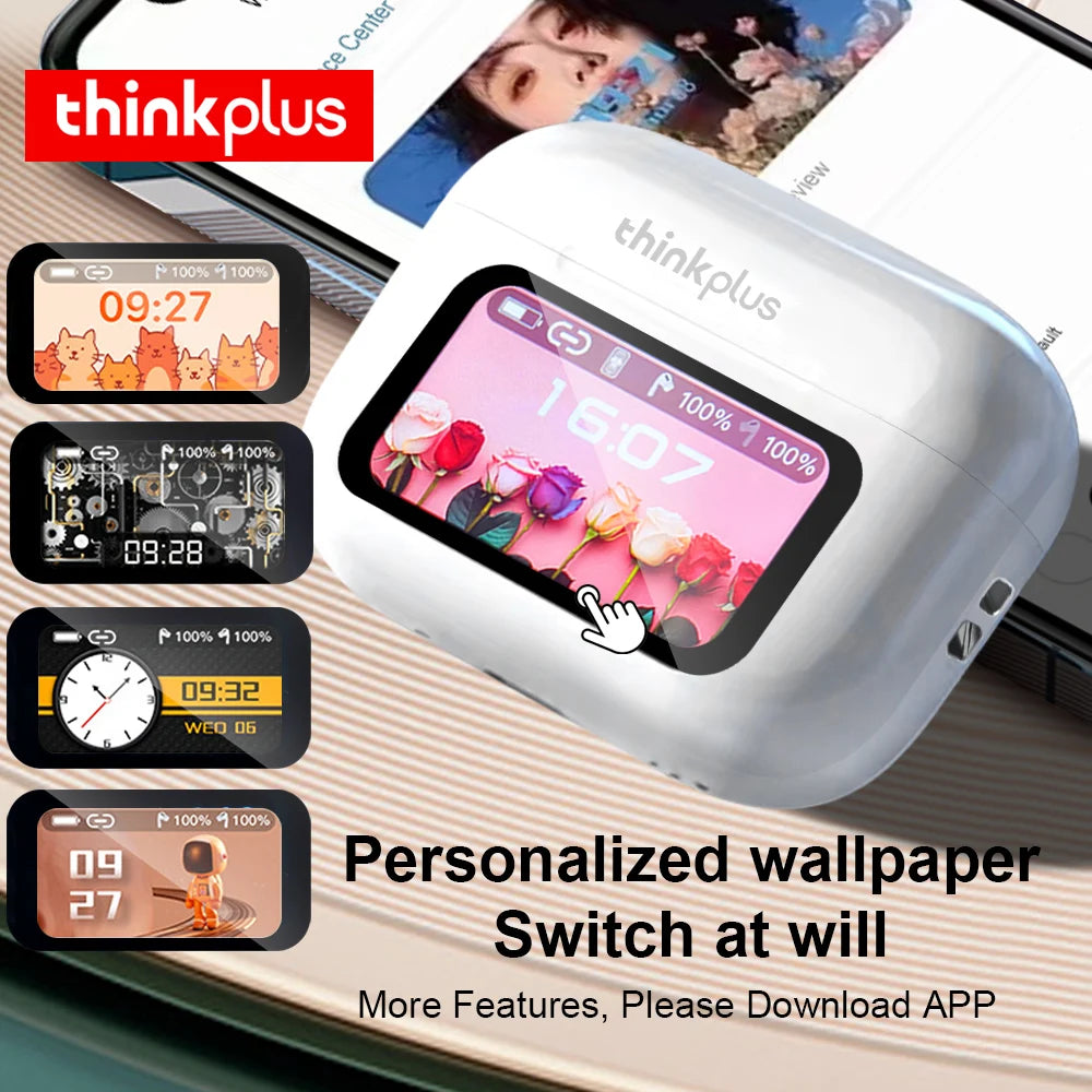 Original Thinkplus TWS Wireless Bluetooth Earphones Noise Canceling Headsets Full Color Touch Screen Headphones Hi-Fi Earbuds by MVEnergo