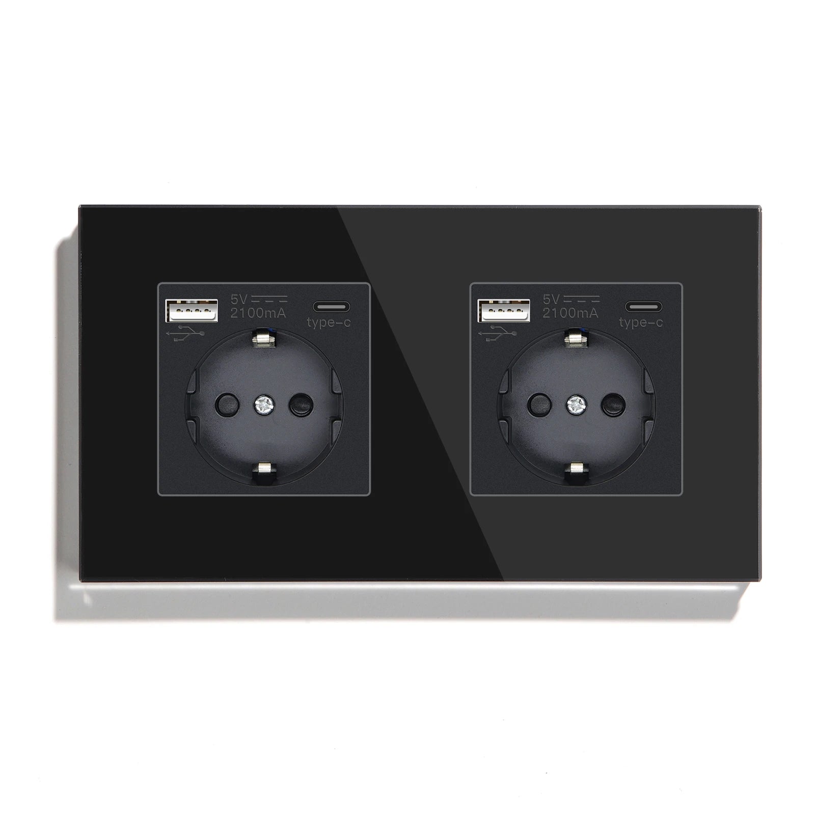 Bseed EU Russia Socket 16A Electric Wall Socket Tempered Glass Crystal Panel 2 Colors Electrical Outlet Home Improvement by MVEnergo